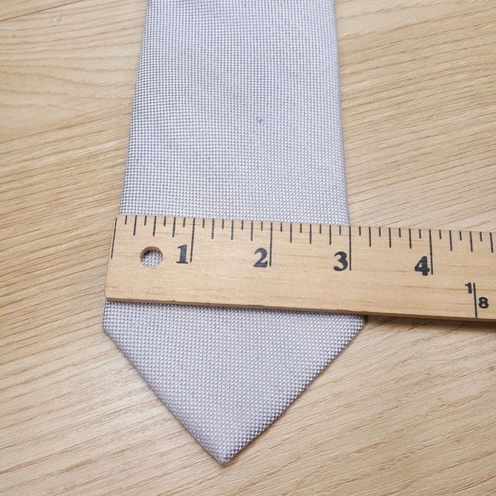 BLOOMINGDALES MENS STORE Neck Tie Solid Grey Silk Linen Woven Classic Necktie - Picture 5 of 6